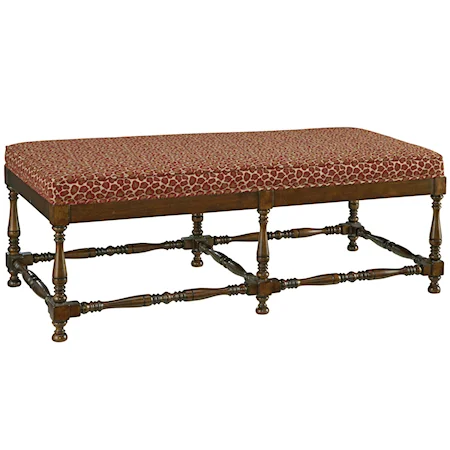 Traditional Turned Leg Ottoman Bench with Stretchers